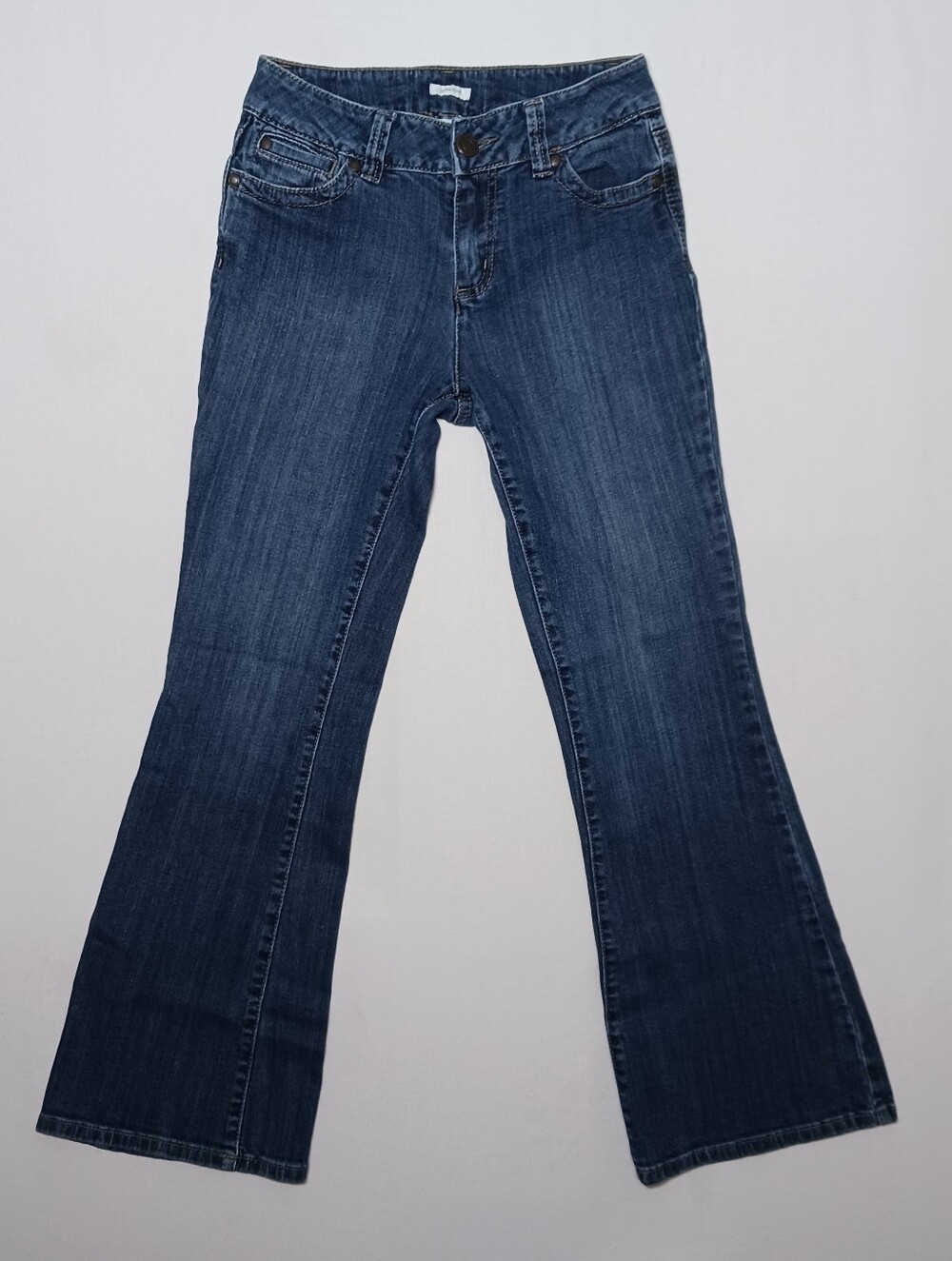 Vintage Liz Claiborne Womens Stretch Mid Rise Flare Jeans 4P Dark Wash 26X29